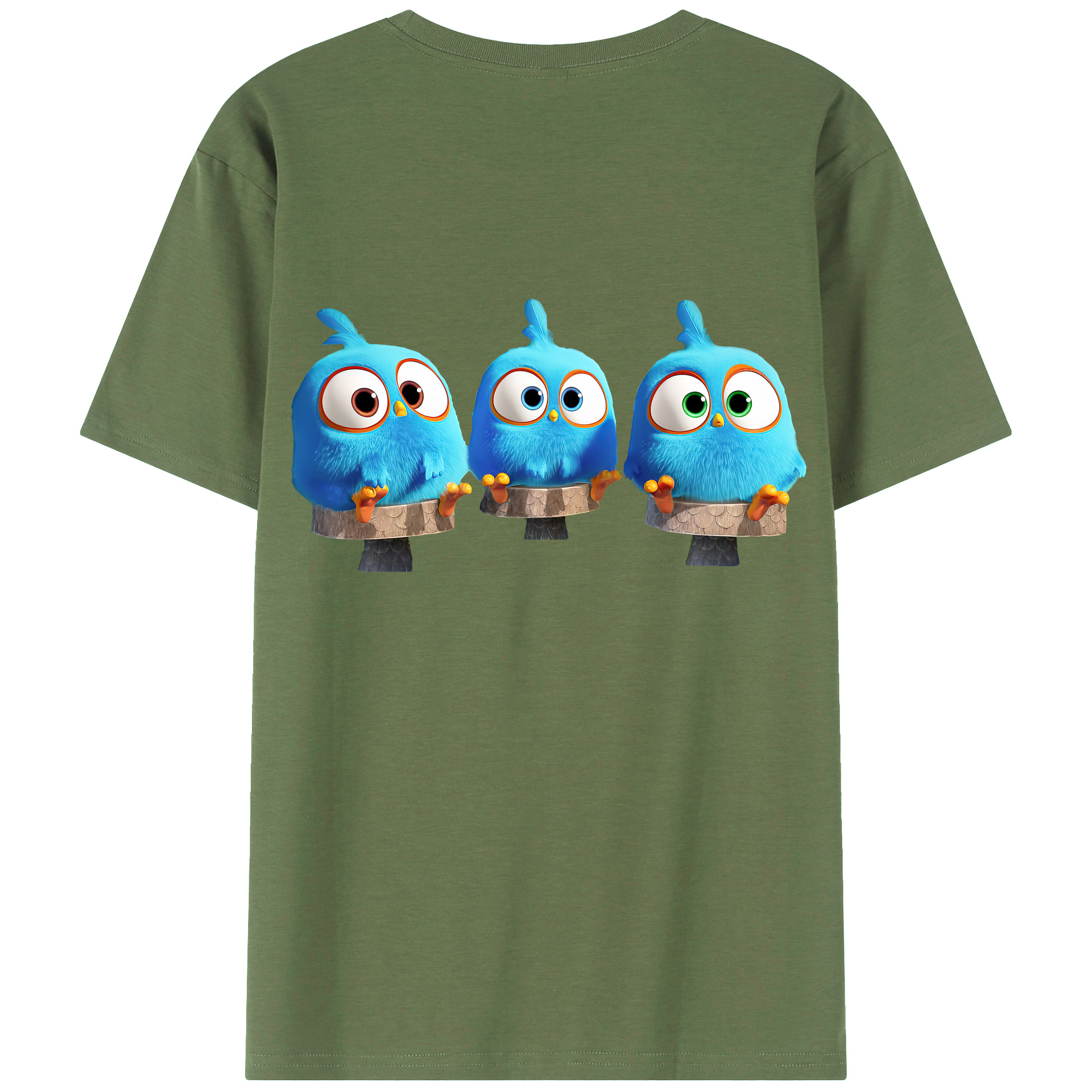 （画像用） Angry Birds アングリーバード 綿100％ メンズ半袖Tシャツ（バックプリント） 通気性